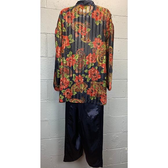 90s Victoria’s Secret Gold Label 2 Piece Pajama Set Satin Pants Floral PaisleyB5 - Picture 6 of 10